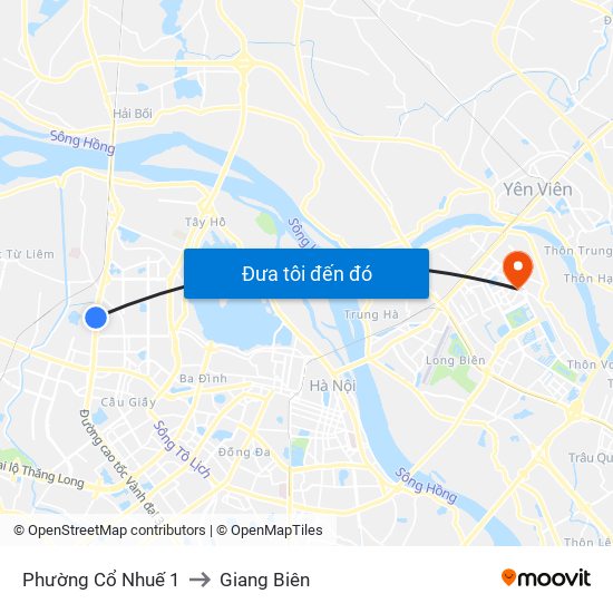 Phường Cổ Nhuế 1 to Giang Biên map