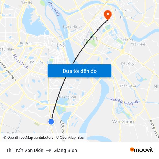 Thị Trấn Văn Điển to Giang Biên map