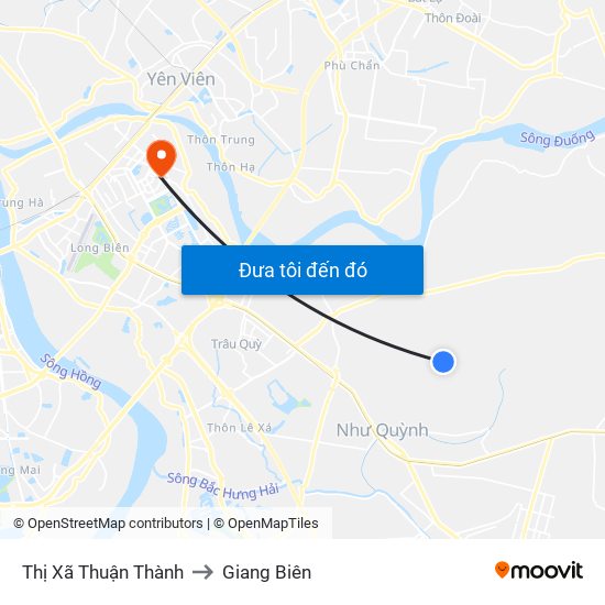 Thị Xã Thuận Thành to Giang Biên map