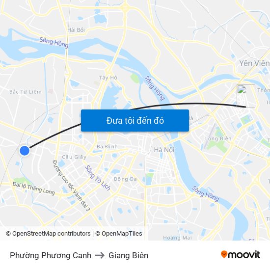 Phường Phương Canh to Giang Biên map