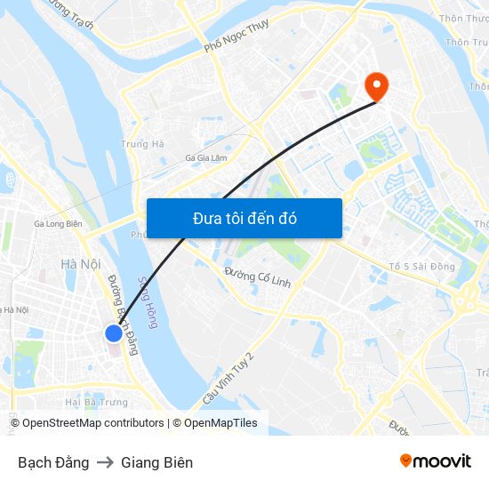 Bạch Đằng to Giang Biên map