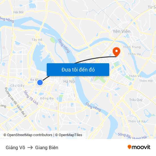 Giảng Võ to Giang Biên map