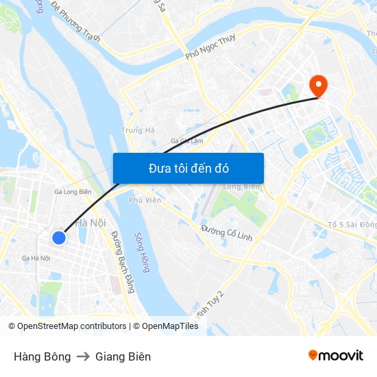 Hàng Bông to Giang Biên map