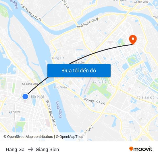 Hàng Gai to Giang Biên map