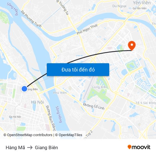 Hàng Mã to Giang Biên map