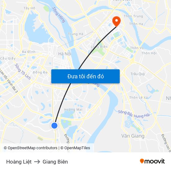 Hoàng Liệt to Giang Biên map