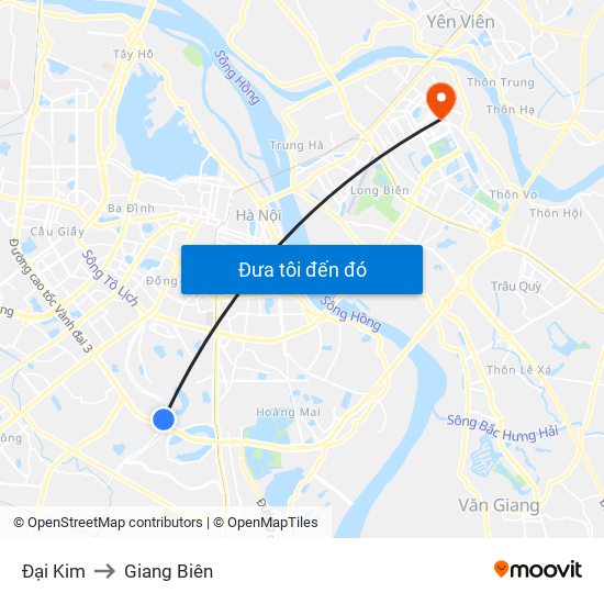 Đại Kim to Giang Biên map