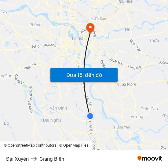 Đại Xuyên to Giang Biên map