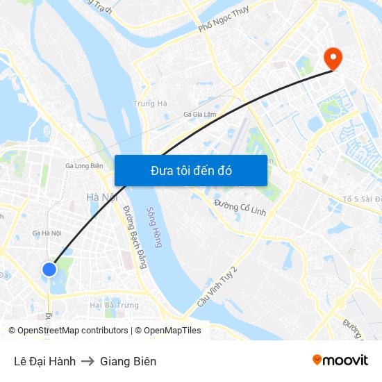 Lê Đại Hành to Giang Biên map