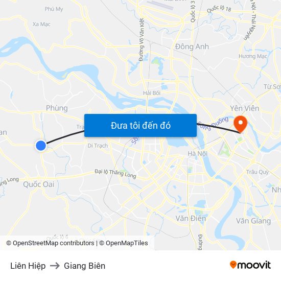 Liên Hiệp to Giang Biên map