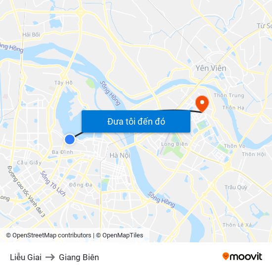 Liễu Giai to Giang Biên map