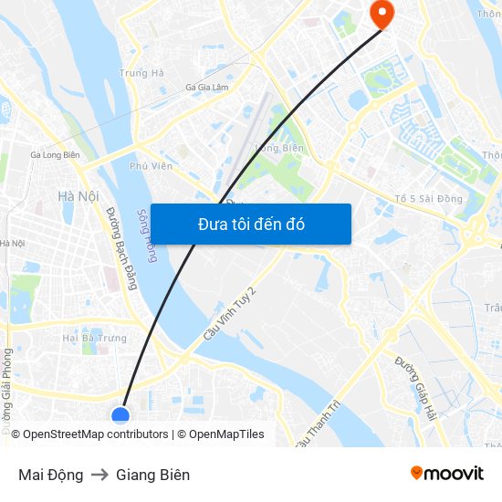 Mai Động to Giang Biên map