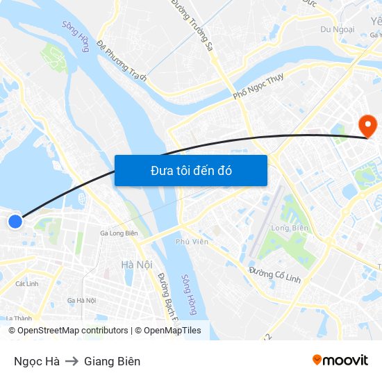 Ngọc Hà to Giang Biên map