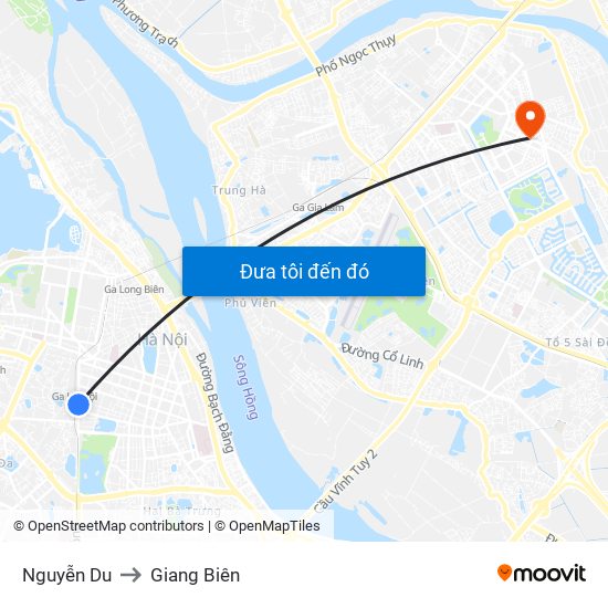 Nguyễn Du to Giang Biên map