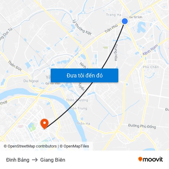 Đình Bảng to Giang Biên map