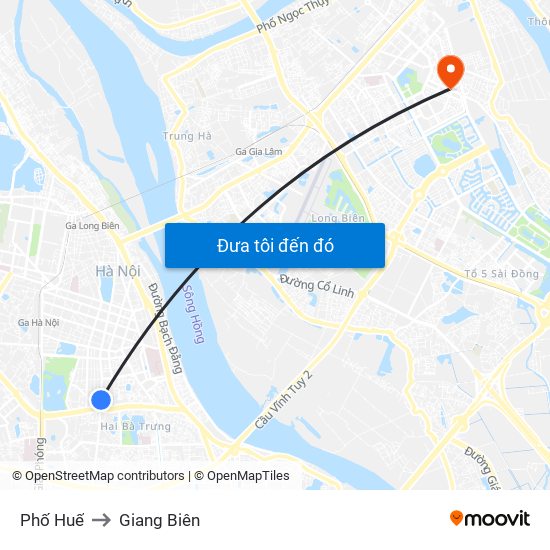 Phố Huế to Giang Biên map