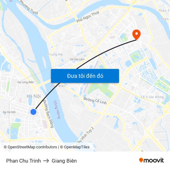 Phan Chu Trinh to Giang Biên map