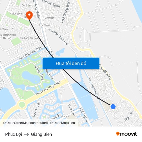 Phúc Lợi to Giang Biên map