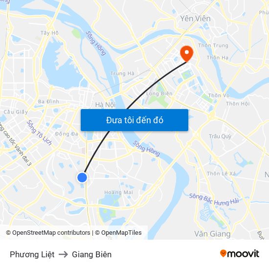 Phương Liệt to Giang Biên map