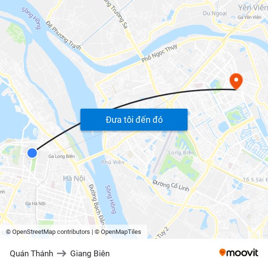 Quán Thánh to Giang Biên map