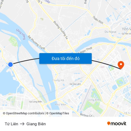 Tứ Liên to Giang Biên map