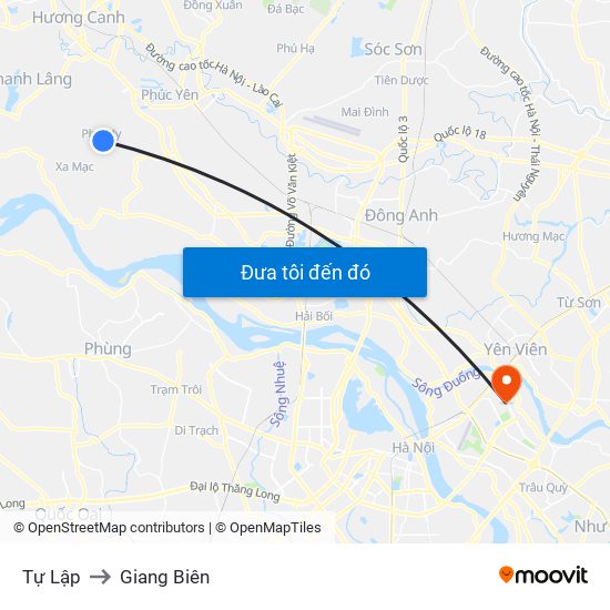Tự Lập to Giang Biên map