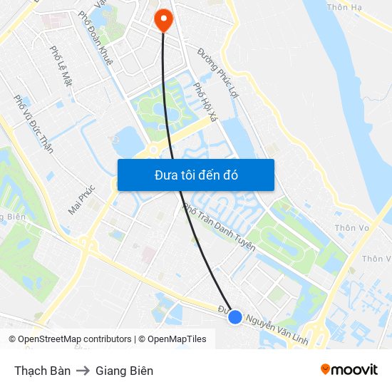 Thạch Bàn to Giang Biên map