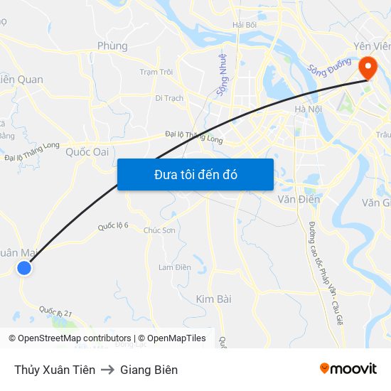 Thủy Xuân Tiên to Giang Biên map