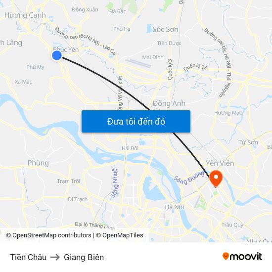 Tiền Châu to Giang Biên map