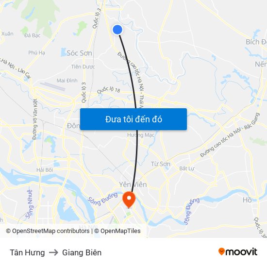 Tân Hưng to Giang Biên map