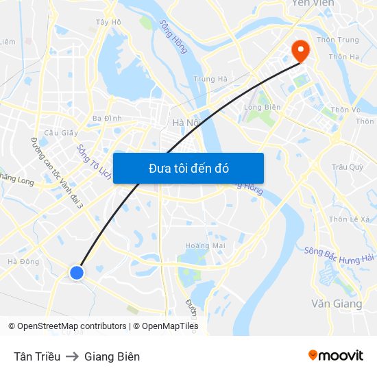 Tân Triều to Giang Biên map