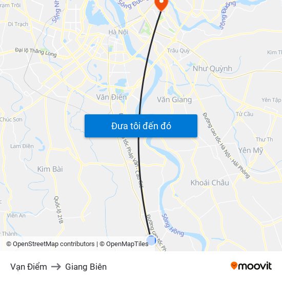 Vạn Điểm to Giang Biên map
