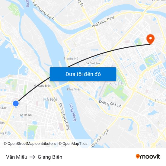 Văn Miếu to Giang Biên map