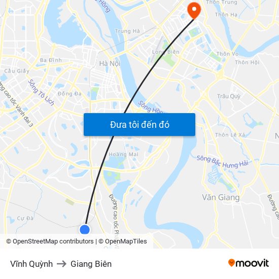 Vĩnh Quỳnh to Giang Biên map