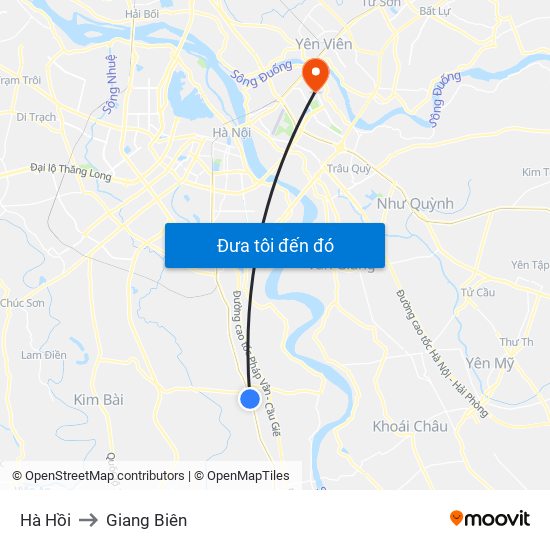Hà Hồi to Giang Biên map