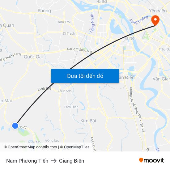 Nam Phương Tiến to Giang Biên map