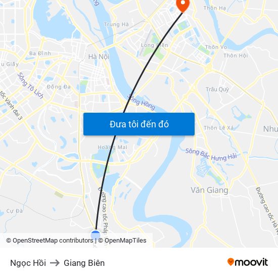 Ngọc Hồi to Giang Biên map