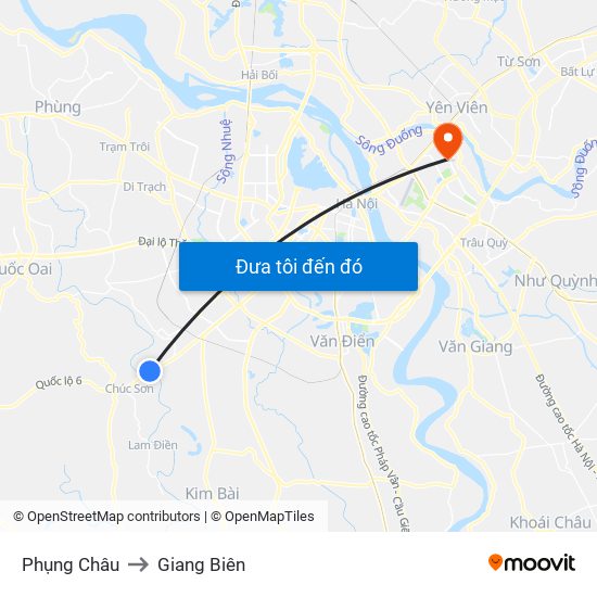 Phụng Châu to Giang Biên map
