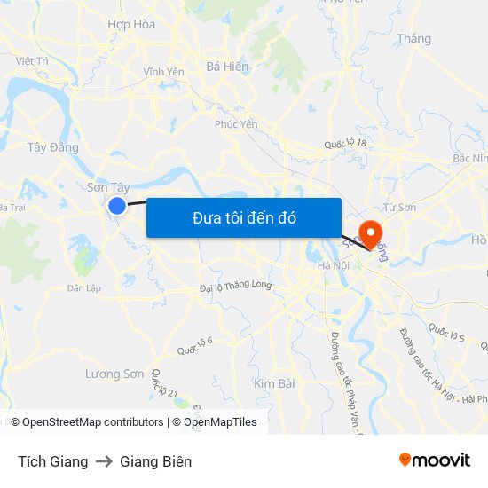 Tích Giang to Giang Biên map