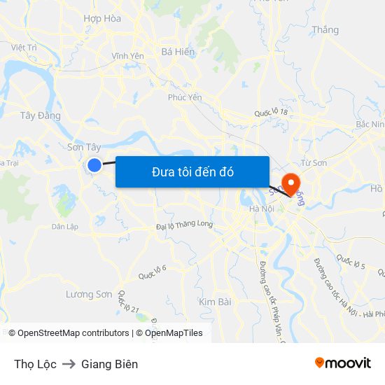 Thọ Lộc to Giang Biên map