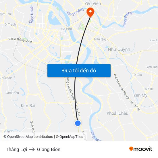 Thắng Lợi to Giang Biên map