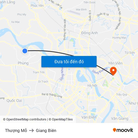 Thượng Mỗ to Giang Biên map