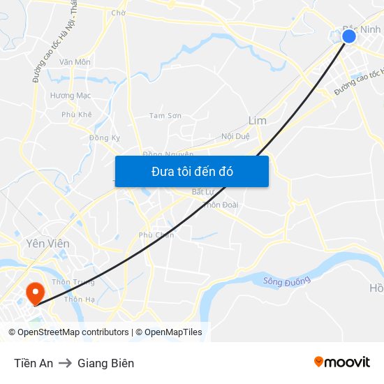 Tiền An to Giang Biên map