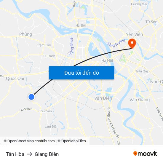 Tân Hòa to Giang Biên map
