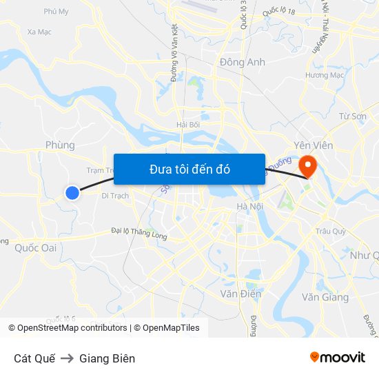 Cát Quế to Giang Biên map