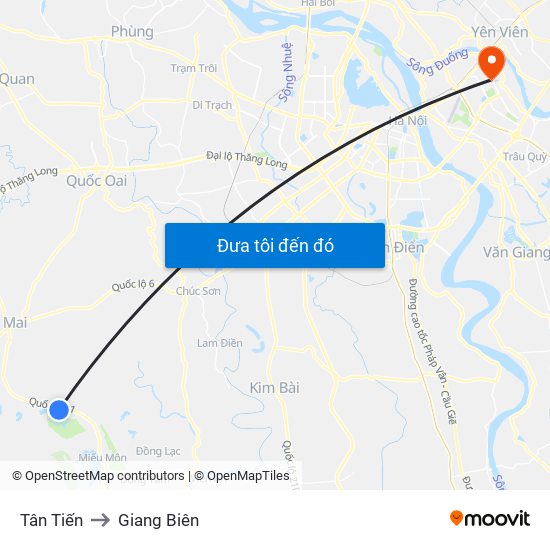 Tân Tiến to Giang Biên map