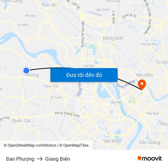 Đan Phượng to Giang Biên map