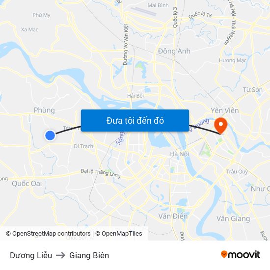 Dương Liễu to Giang Biên map