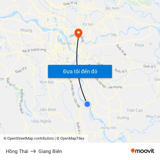 Hồng Thái to Giang Biên map