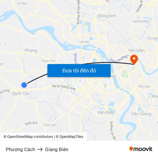 Phượng Cách to Giang Biên map